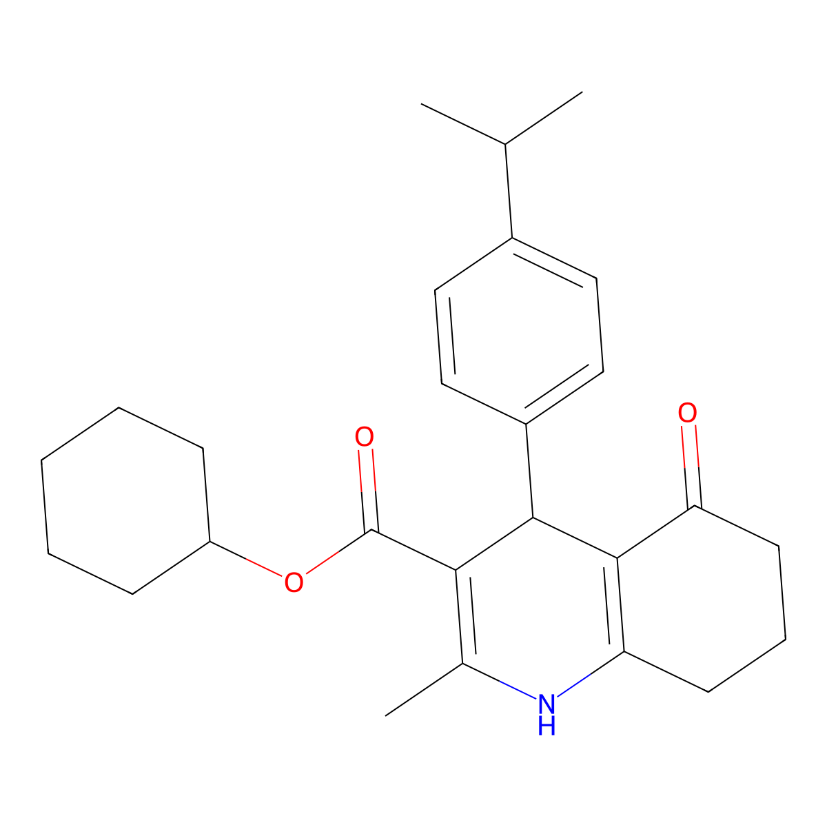 Cyclohexyl 2-methyl-5-oxo-4-[4-(propan-2-yl)phenyl]-1,4,5,6,7,8-hexahydroquinoline-3-carboxylate molecular structure, CAS 420819-08-5
