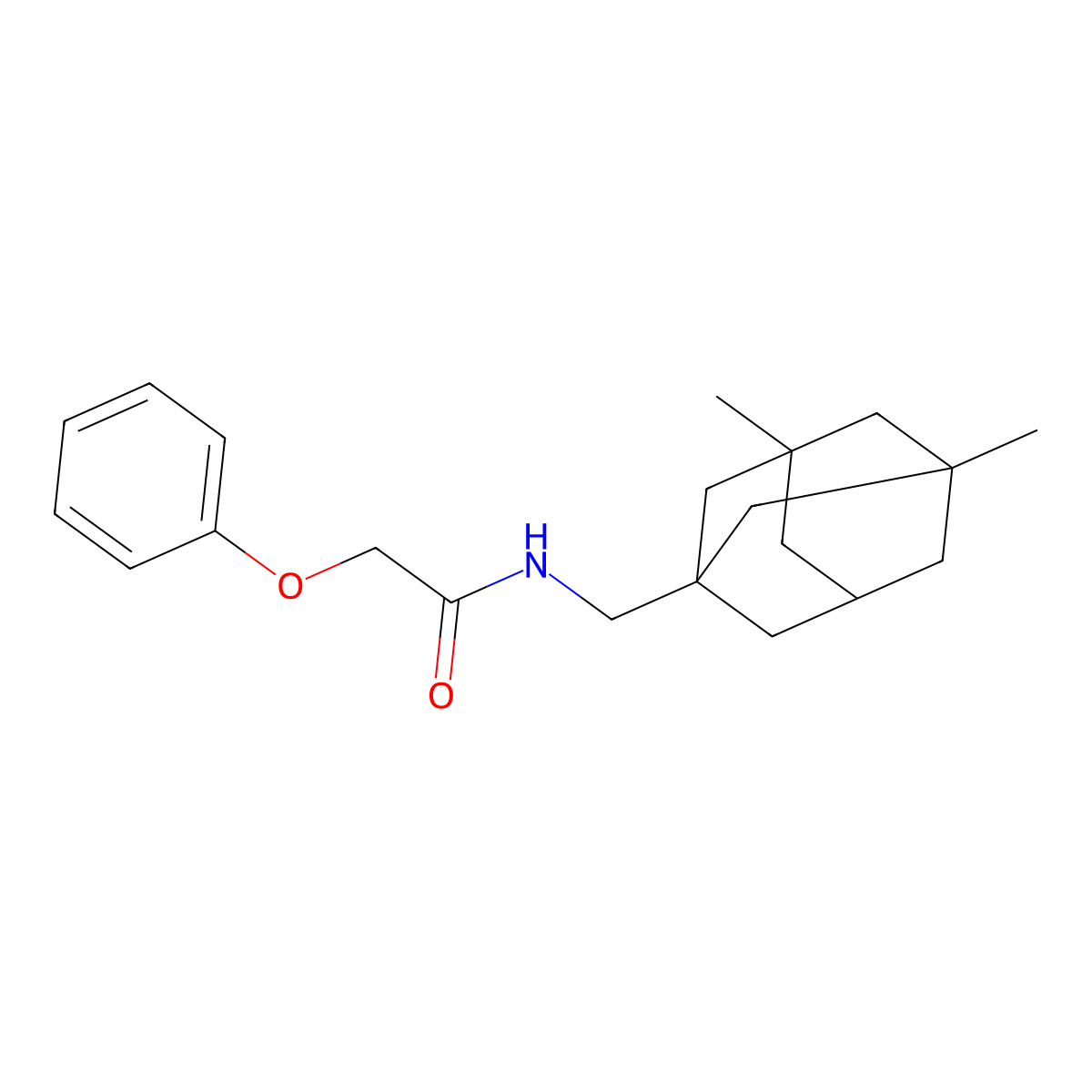 N-[(3,5-dimethyl-1-adamantyl)methyl]-2-phenoxyacetamide molecular structure, CAS 420821-45-0