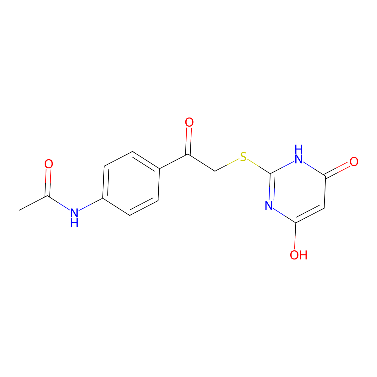 N-[4-[2-[(4-hydroxy-6-oxo-1H-pyrimidin-2-yl)sulfanyl]acetyl]phenyl]acetamide molecular structure, CAS 420821-52-9