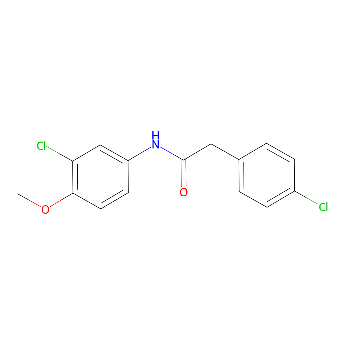 N-(3-chloro-4-methoxyphenyl)-2-(4-chlorophenyl)acetamide molecular structure, CAS 420823-49-0