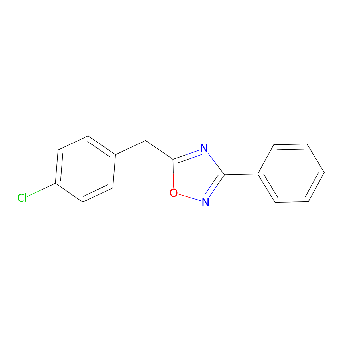 5-(4-Chlorobenzyl)-3-phenyl-1,2,4-oxadiazole molecular structure, CAS 420823-65-0