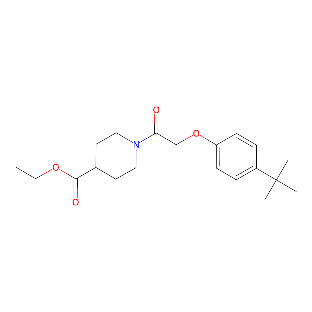 Ethyl 1-[(4-tert-butylphenoxy)acetyl]piperidine-4-carboxylate molecular structure, CAS 420823-76-3