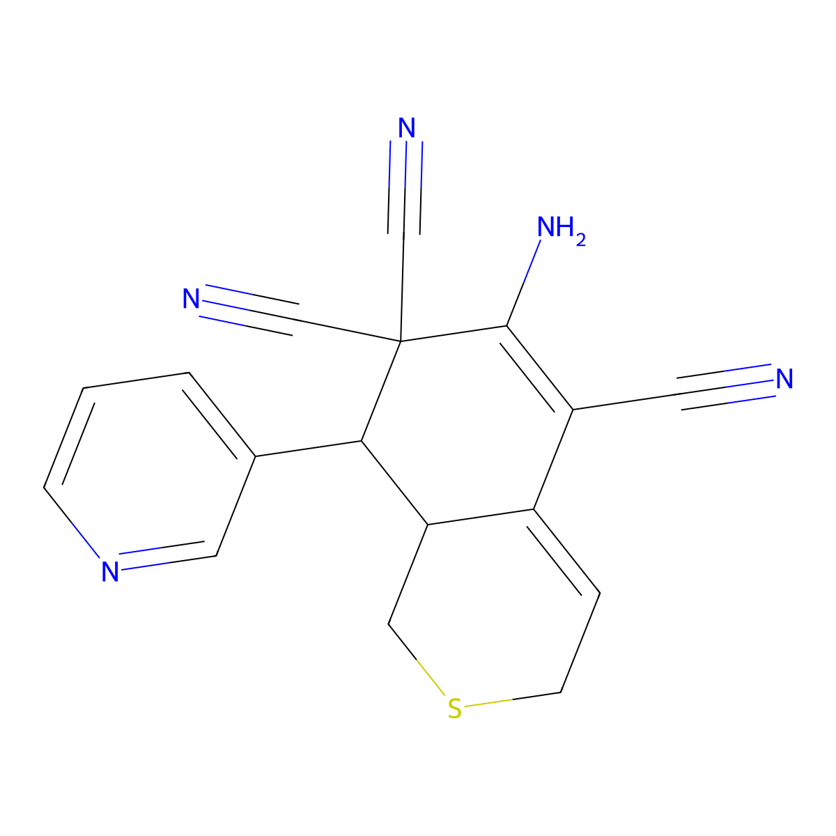 6-Amino-8-pyridin-3-yl-1,3,8,8a-tetrahydroisothiochromene-5,7,7-tricarbonitrile molecular structure, CAS 420824-19-7