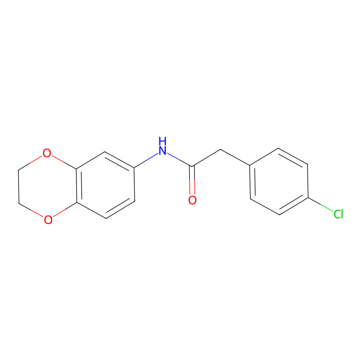2-(4-chlorophenyl)-N-(2,3-dihydro-1,4-benzodioxin-6-yl)acetamide molecular structure, CAS 420824-71-1