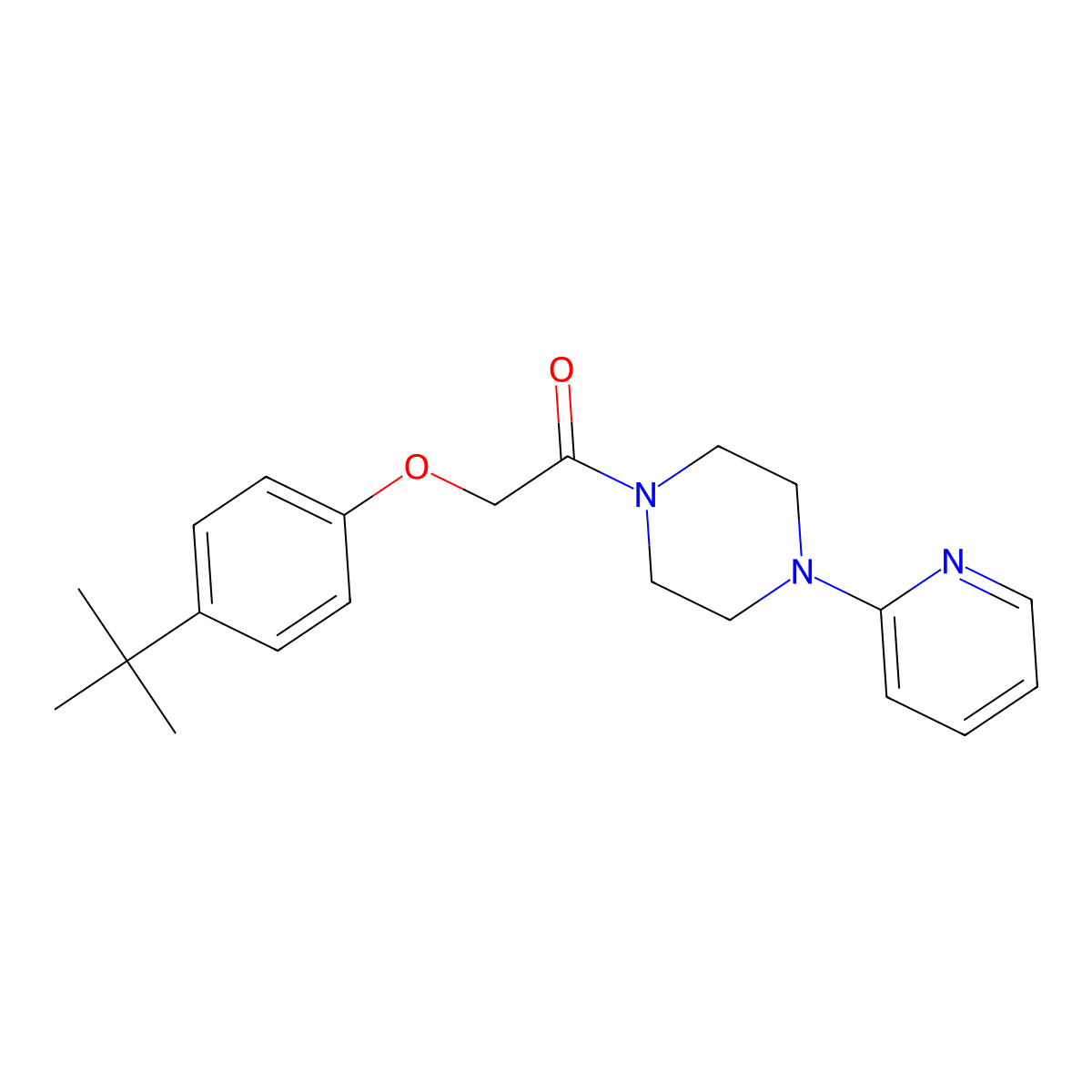 2-(4-Tert-butylphenoxy)-1-[4-(pyridin-2-yl)piperazin-1-yl]ethanone molecular structure, CAS 420825-18-9