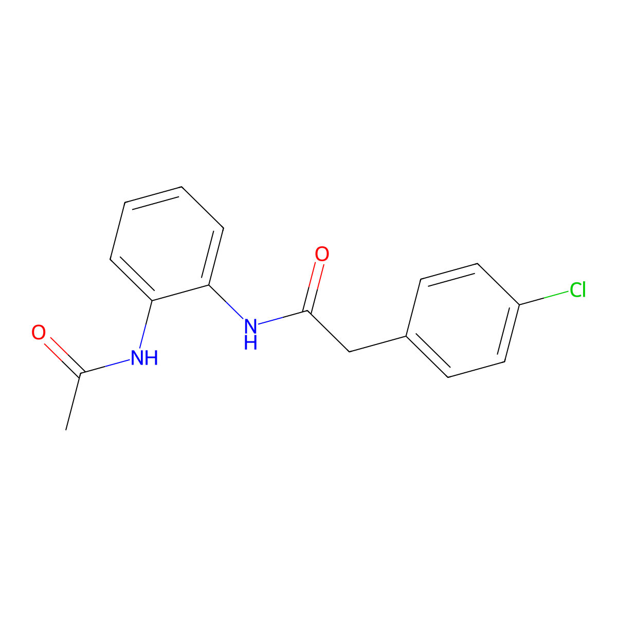 N-(2-acetamidophenyl)-2-(4-chlorophenyl)acetamide molecular structure, CAS 420825-27-0