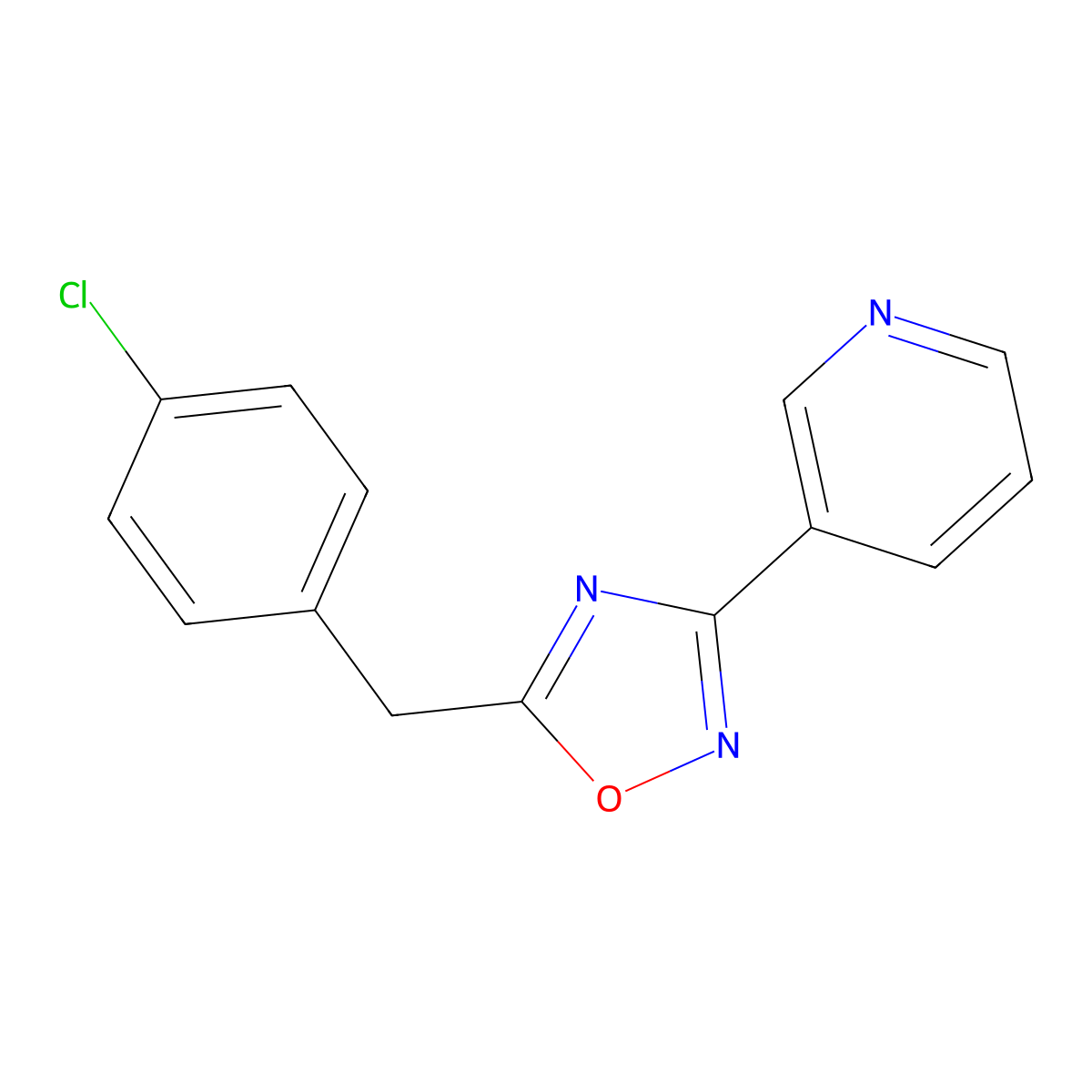 5-[(4-Chlorophenyl)methyl]-3-pyridin-3-yl-1,2,4-oxadiazole molecular structure, CAS 420825-37-2