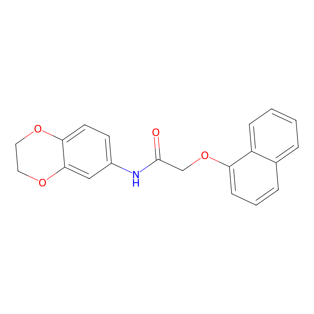 N-(2,3-dihydro-1,4-benzodioxin-6-yl)-2-naphthalen-1-yloxyacetamide molecular structure, CAS 420825-52-1