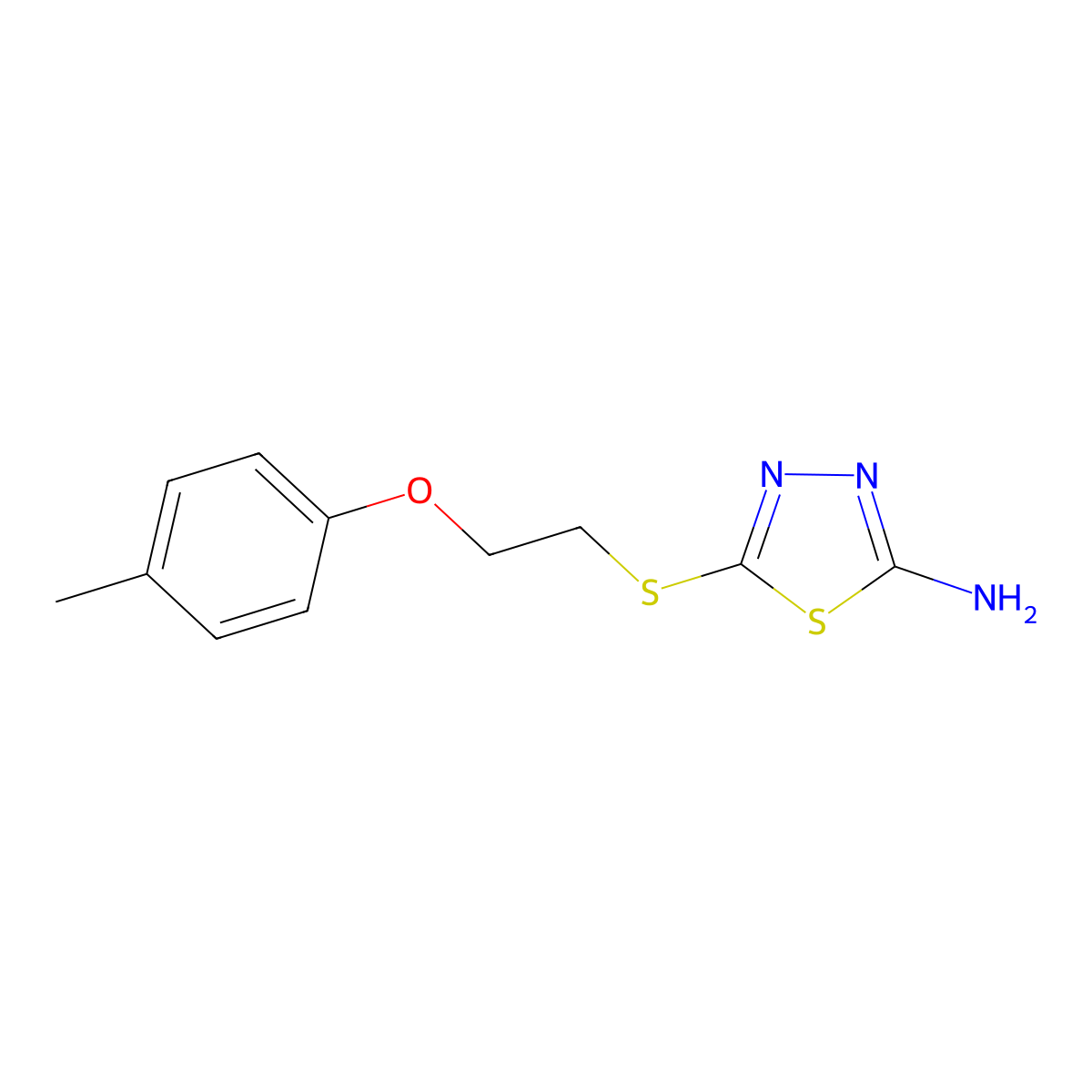 5-{[2-(4-Methylphenoxy)ethyl]thio}-1,3,4-thiadiazol-2-amine molecular structure, CAS 420825-84-9