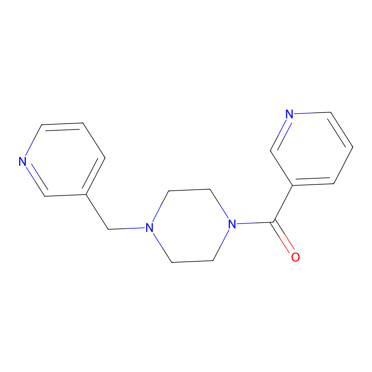 Pyridin-3-yl-[4-(pyridin-3-ylmethyl)piperazin-1-yl]methanone molecular structure, CAS 420826-08-0
