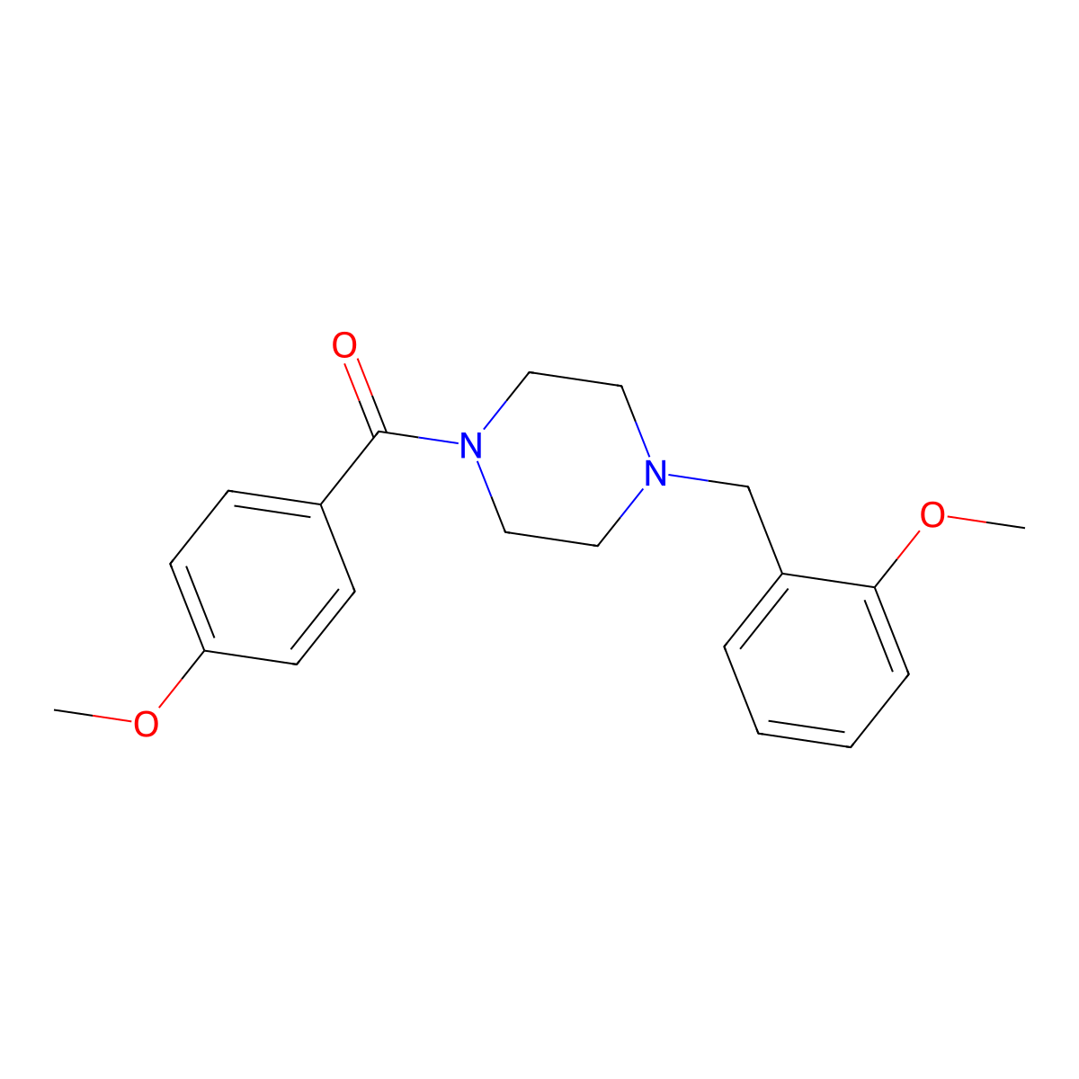 (4-Methoxyphenyl)-[4-[(2-methoxyphenyl)methyl]piperazin-1-yl]methanone molecular structure, CAS 420826-14-8