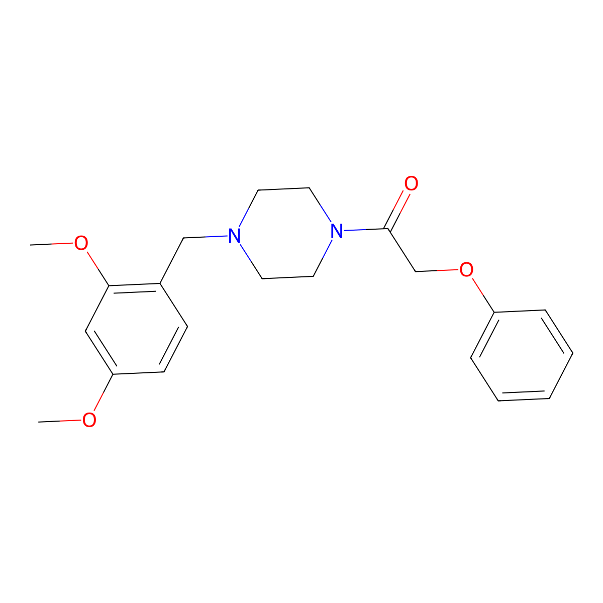 1-[4-[(2,4-Dimethoxyphenyl)methyl]piperazin-1-yl]-2-phenoxyethanone molecular structure, CAS 420826-28-4