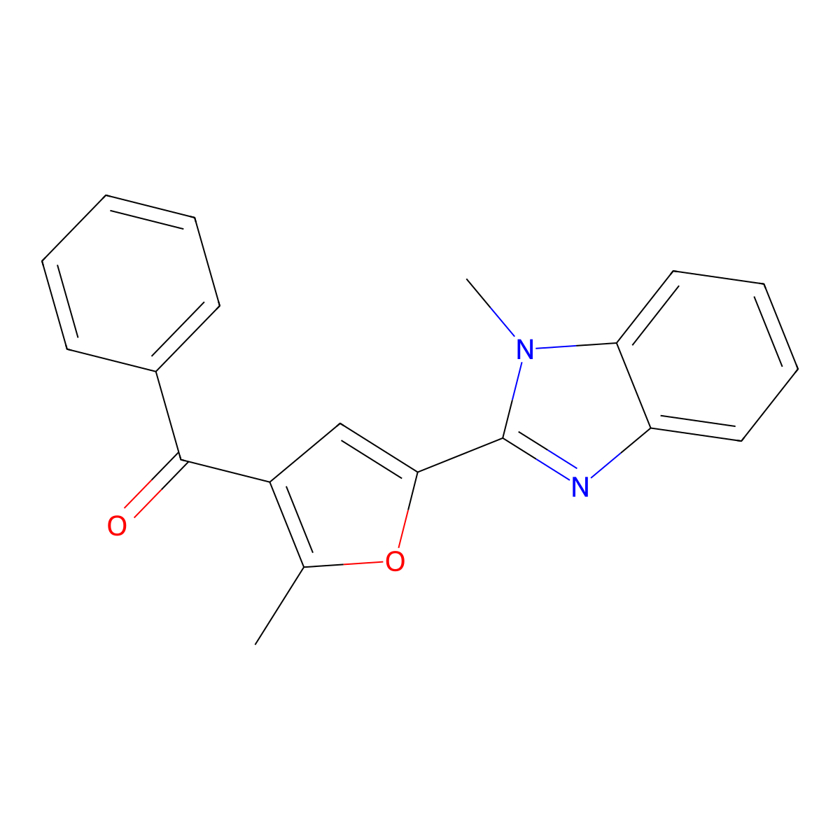 [2-Methyl-5-(1-methylbenzimidazol-2-yl)furan-3-yl]-phenylmethanone molecular structure, CAS 420826-33-1
