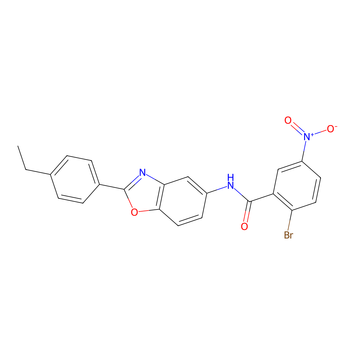2-Bromo-N-[2-(4-ethylphenyl)-5-benzoxazolyl]-5-nitrobenzamide molecular structure, CAS 420826-65-9