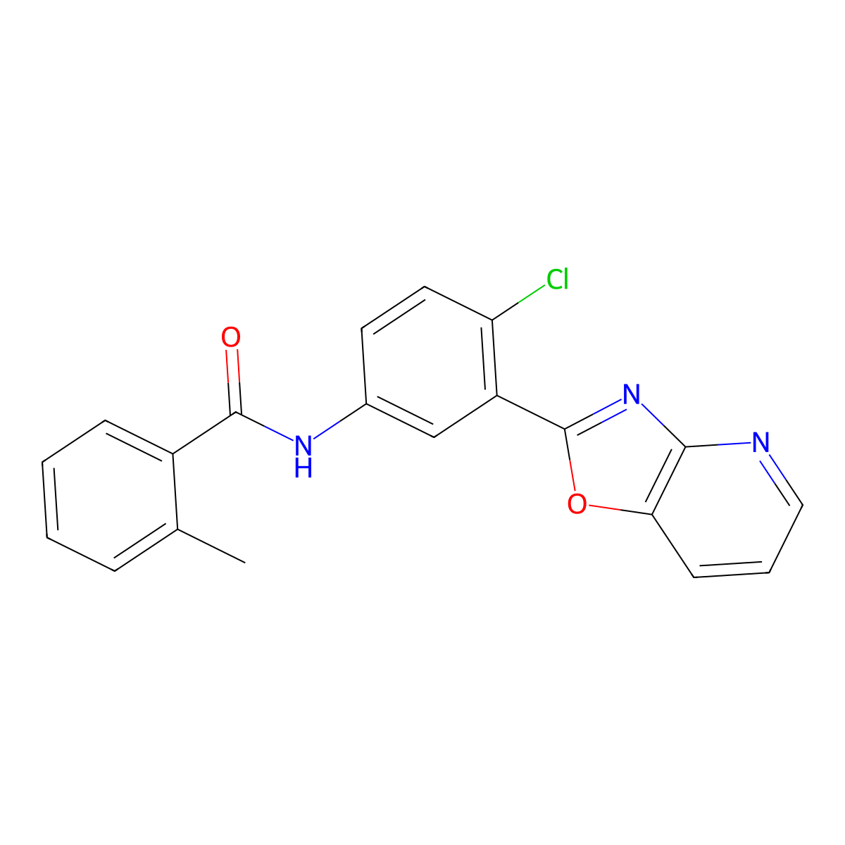 N-(4-Chloro-3-{[1,3]oxazolo[4,5-B]pyridin-2-YL}phenyl)-2-methylbenzamide molecular structure, CAS 420826-77-3