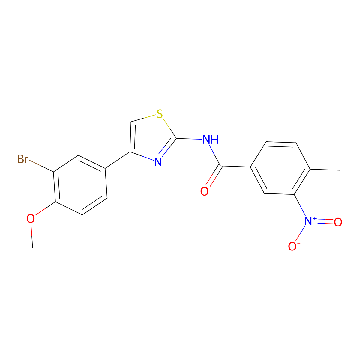 N-[4-(3-bromo-4-methoxyphenyl)-1,3-thiazol-2-yl]-4-methyl-3-nitrobenzamide molecular structure, CAS 420826-84-2