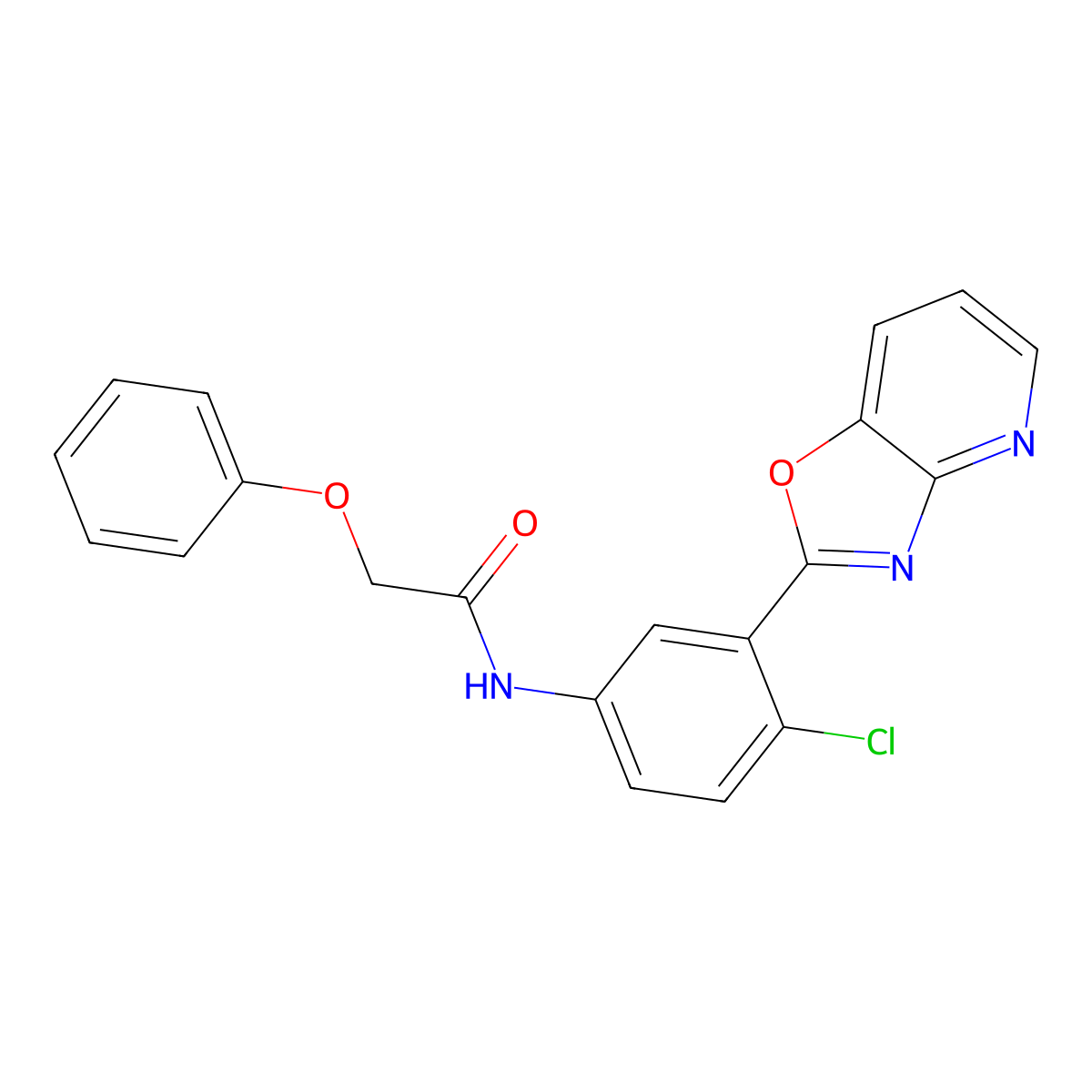 N-[4-chloro-3-([1,3]oxazolo[4,5-b]pyridin-2-yl)phenyl]-2-phenoxyacetamide molecular structure, CAS 420826-91-1