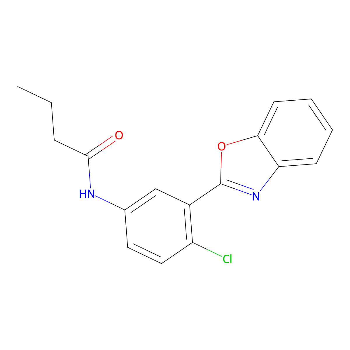 N-[3-(1,3-benzoxazol-2-yl)-4-chlorophenyl]butanamide molecular structure, CAS 420827-05-0