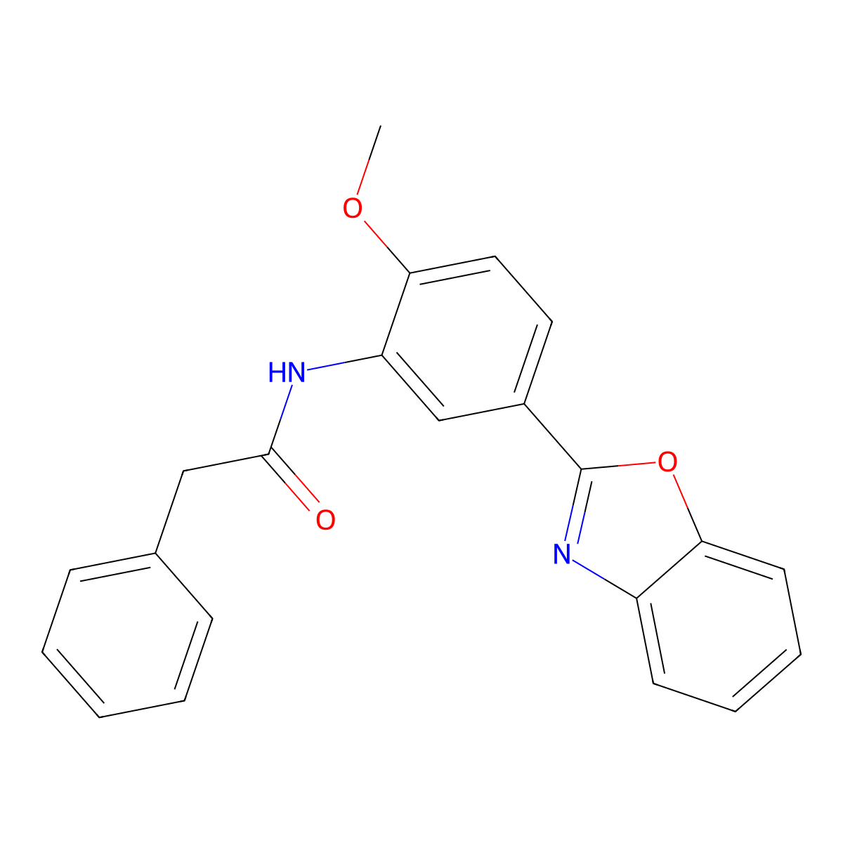 N-[5-(1,3-benzoxazol-2-yl)-2-methoxyphenyl]-2-phenylacetamide molecular structure, CAS 420827-06-1