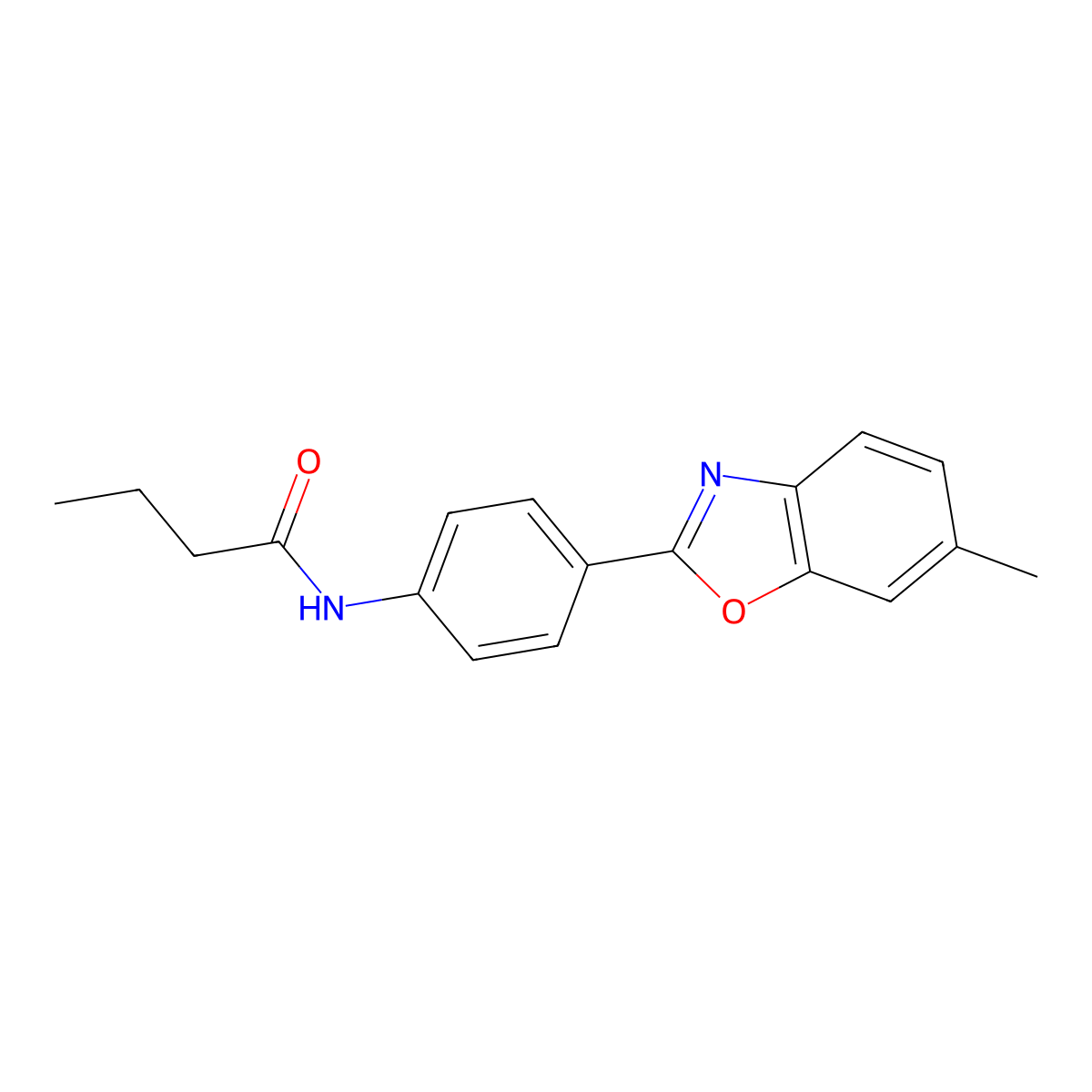 N-[4-(6-methyl-1,3-benzoxazol-2-yl)phenyl]butanamide molecular structure, CAS 420827-12-9
