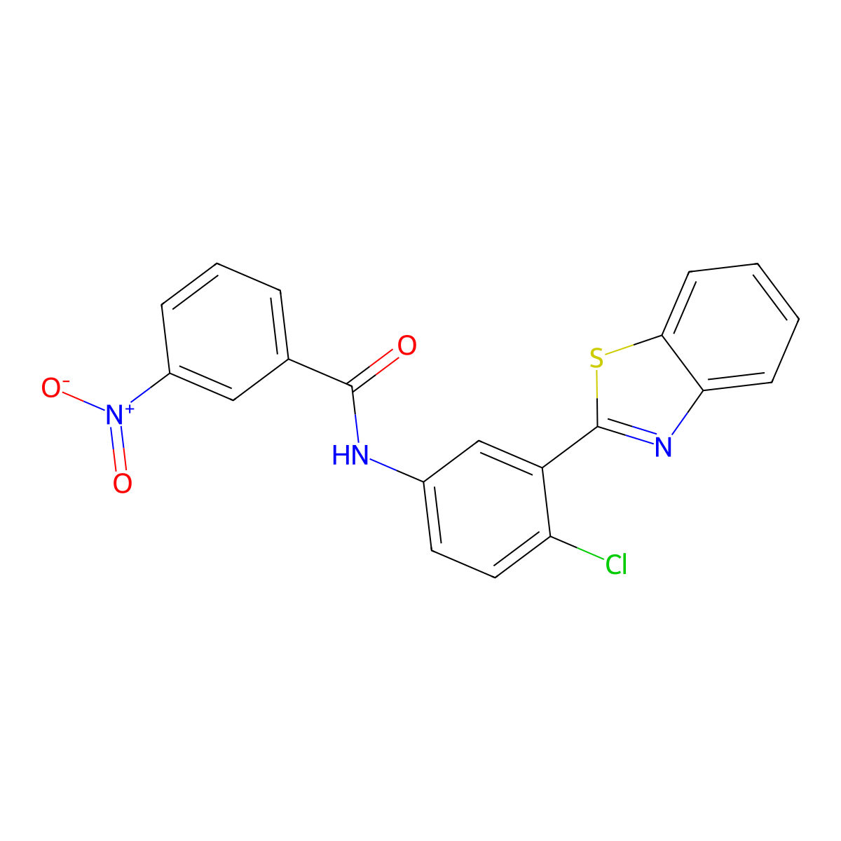 N-[3-(1,3-benzothiazol-2-yl)-4-chlorophenyl]-3-nitrobenzamide molecular structure, CAS 420827-44-7