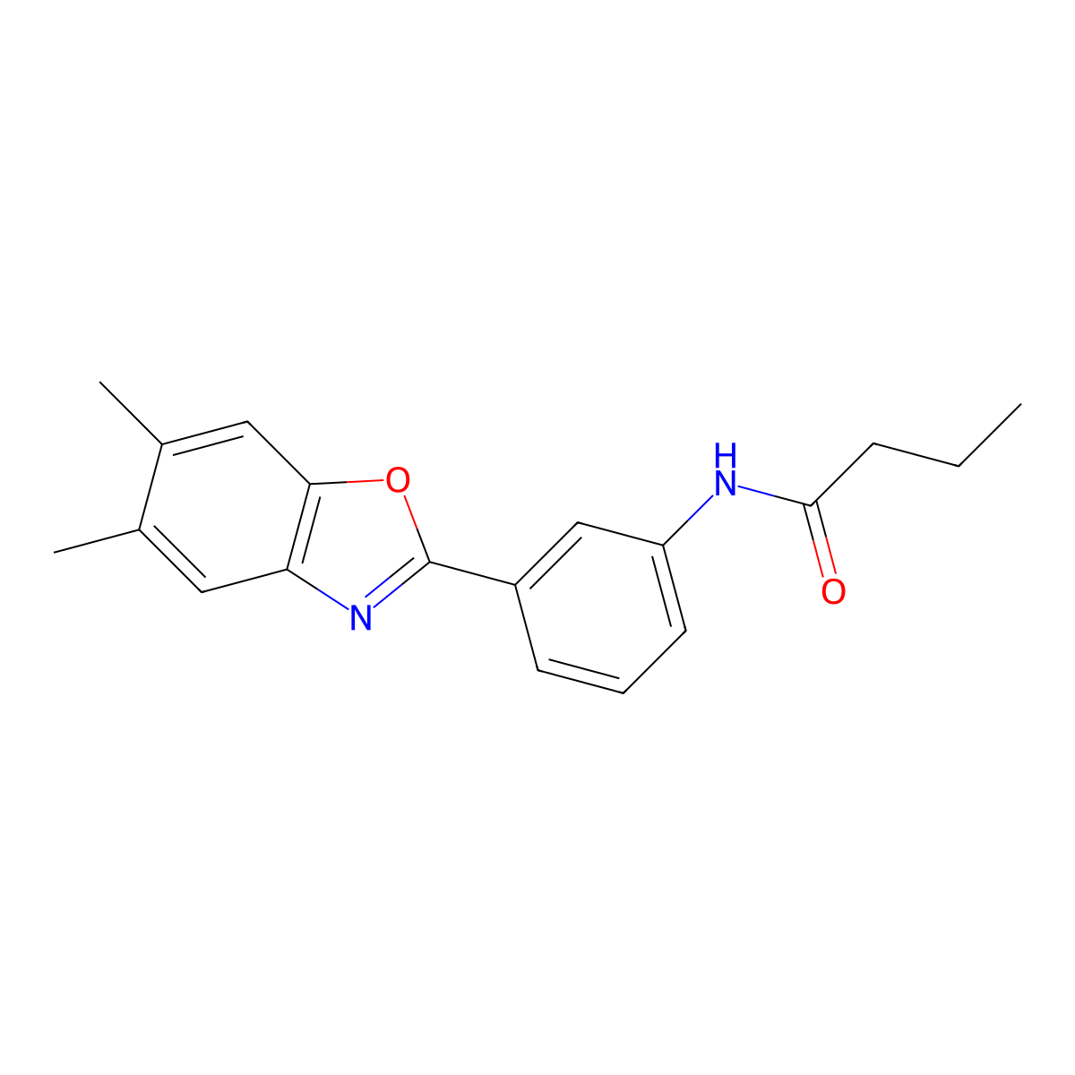 N-[3-(5,6-dimethyl-1,3-benzoxazol-2-yl)phenyl]butanamide molecular structure, CAS 420827-45-8