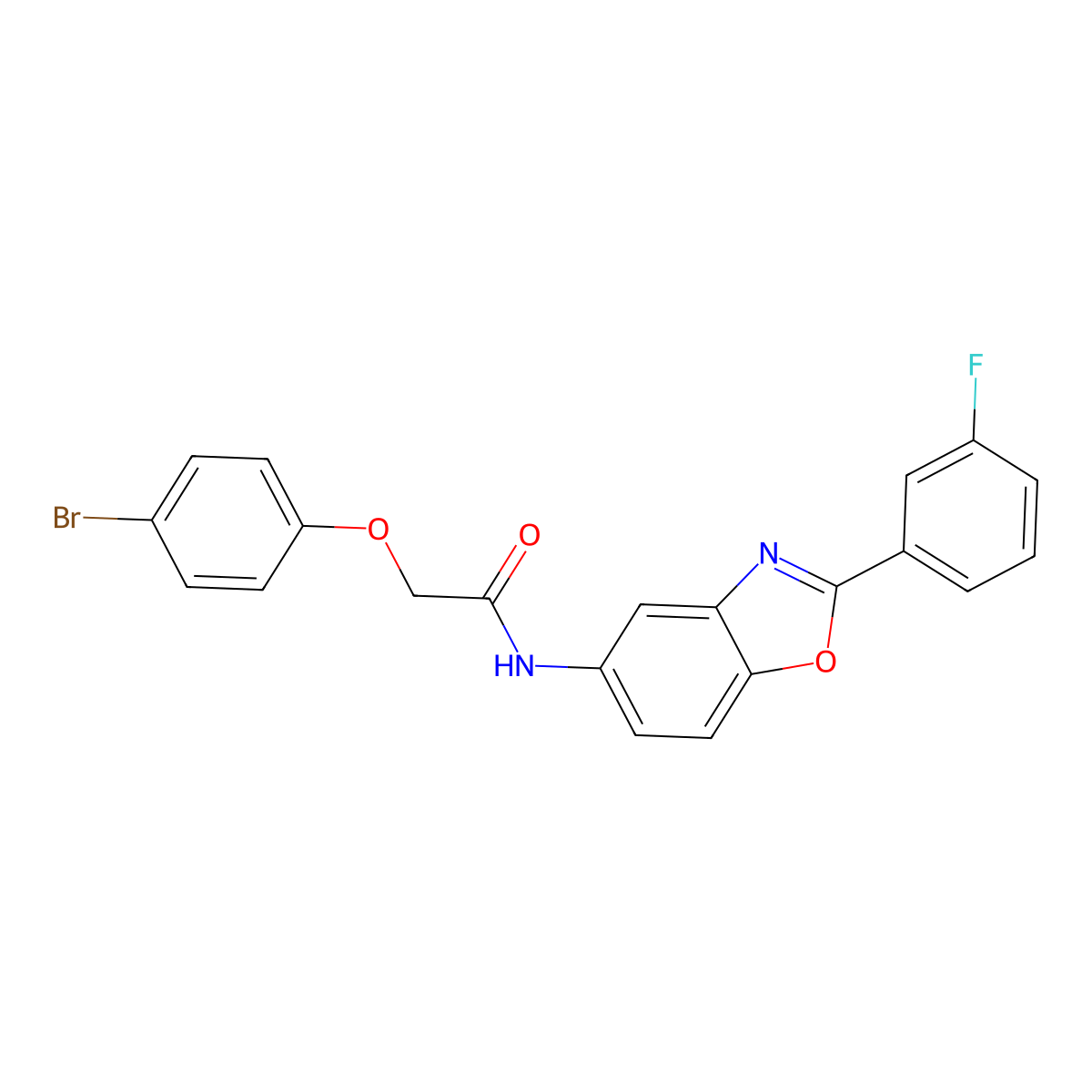 2-(4-bromophenoxy)-N-[2-(3-fluorophenyl)-1,3-benzoxazol-5-yl]acetamide molecular structure, CAS 420827-52-7