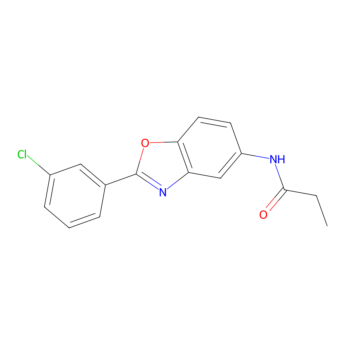 N-[2-(3-chlorophenyl)-1,3-benzoxazol-5-yl]propanamide molecular structure, CAS 420827-68-5