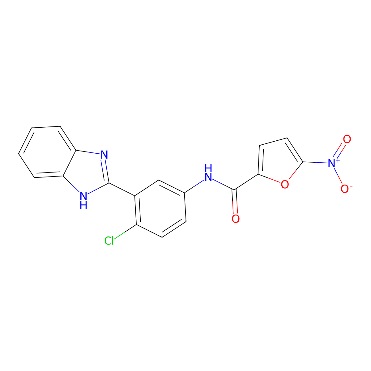 N-[3-(1H-benzimidazol-2-yl)-4-chlorophenyl]-5-nitrofuran-2-carboxamide molecular structure, CAS 420828-58-6