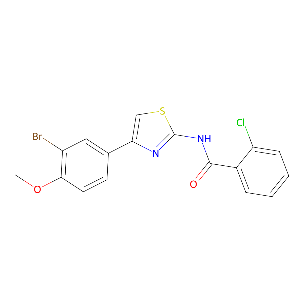 N-[4-(3-bromo-4-methoxyphenyl)-1,3-thiazol-2-yl]-2-chlorobenzamide molecular structure, CAS 420829-52-3