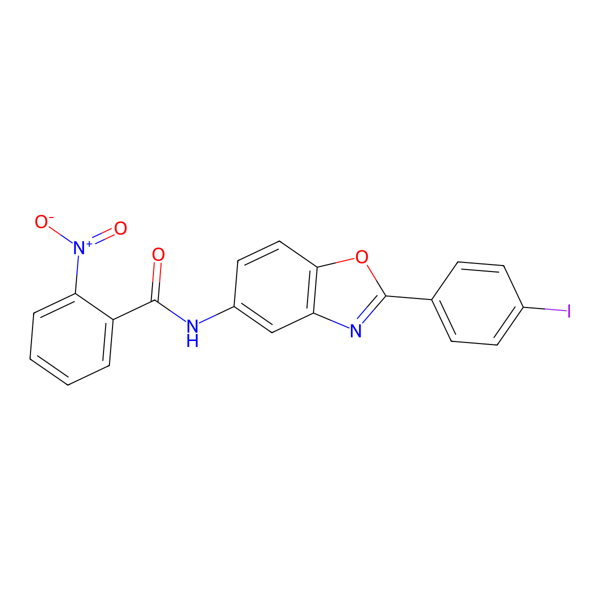 N-[2-(4-iodophenyl)-1,3-benzoxazol-5-yl]-2-nitrobenzamide molecular structure, CAS 420829-55-6
