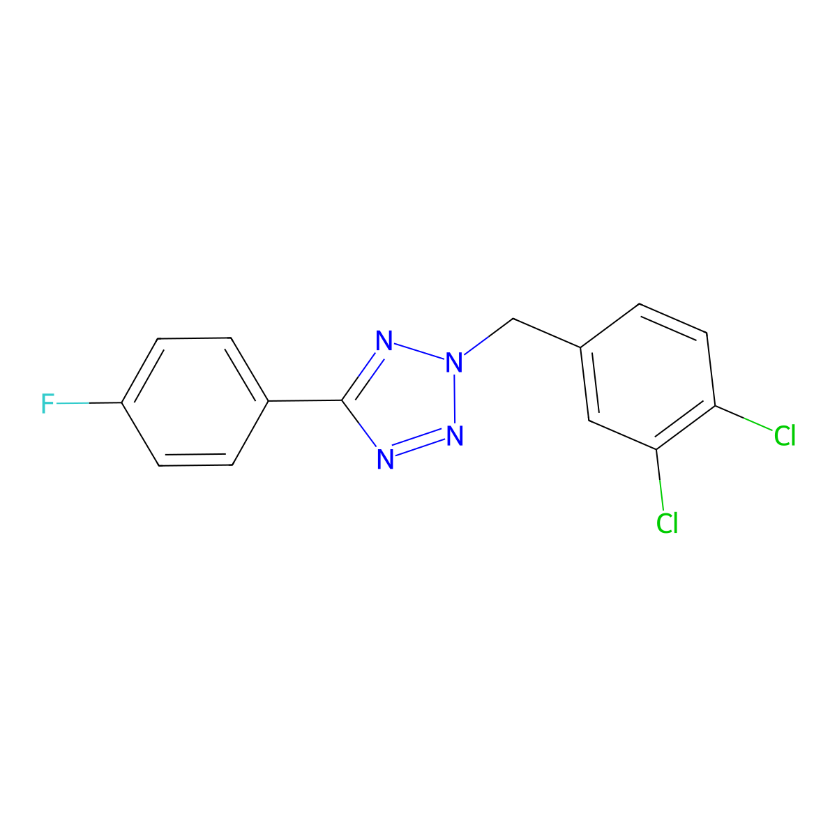 2-[(3,4-Dichlorophenyl)methyl]-5-(4-fluorophenyl)tetrazole molecular structure, CAS 420829-76-1
