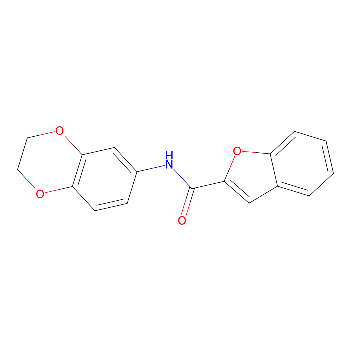 N-(2,3-dihydro-1,4-benzodioxin-6-yl)-1-benzofuran-2-carboxamide molecular structure, CAS 420829-82-9