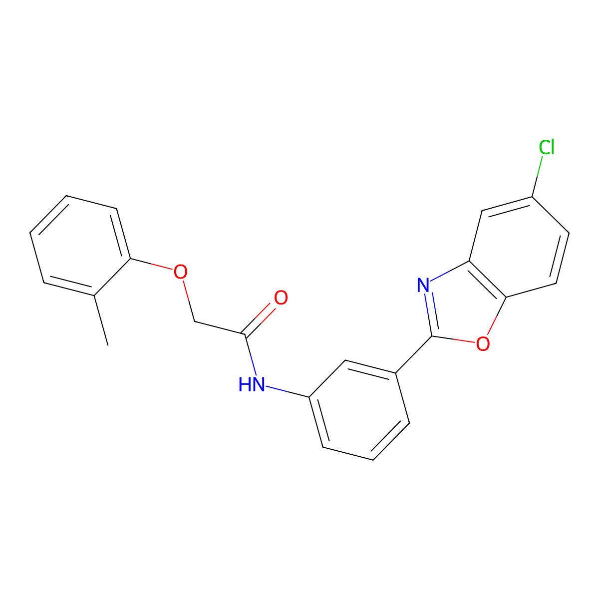 N-[3-(5-chloro-1,3-benzoxazol-2-yl)phenyl]-2-(2-methylphenoxy)acetamide molecular structure, CAS 420829-84-1