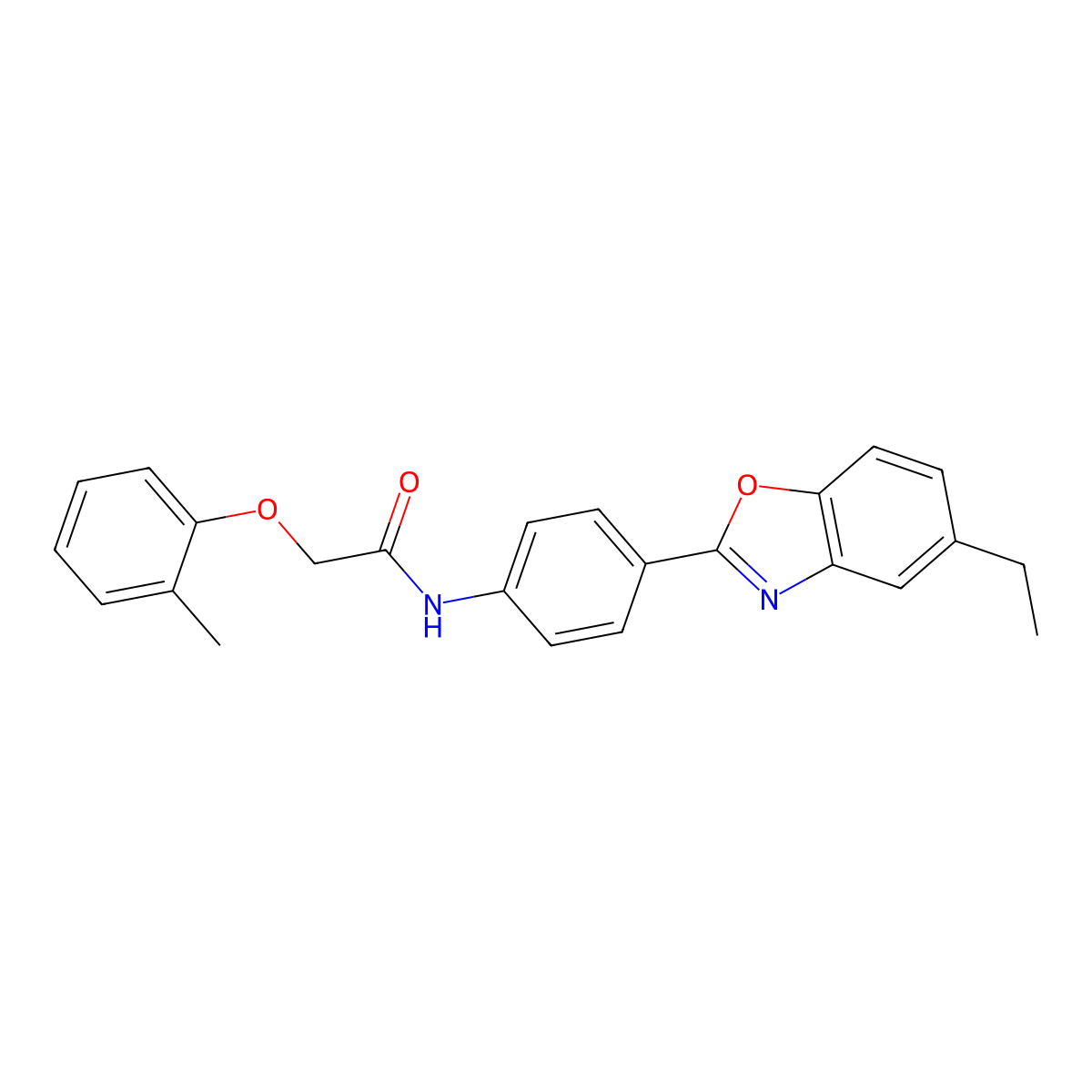 N-[4-(5-ethyl-1,3-benzoxazol-2-yl)phenyl]-2-(2-methylphenoxy)acetamide molecular structure, CAS 420829-87-4