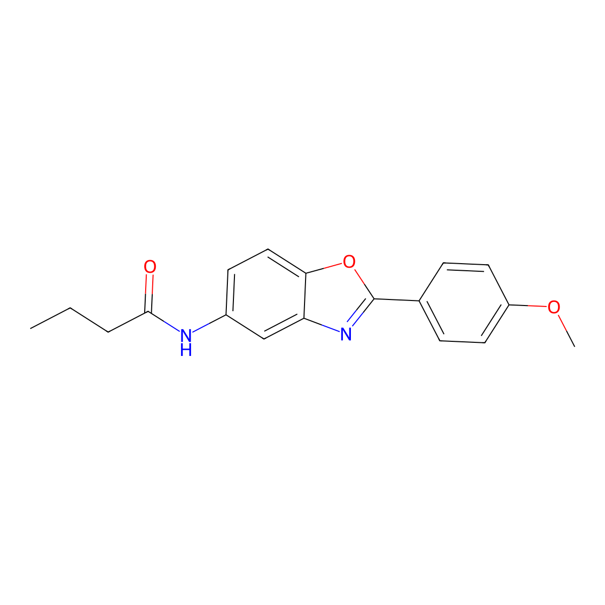 N-[2-(4-methoxyphenyl)-1,3-benzoxazol-5-yl]butanamide molecular structure, CAS 420830-05-3