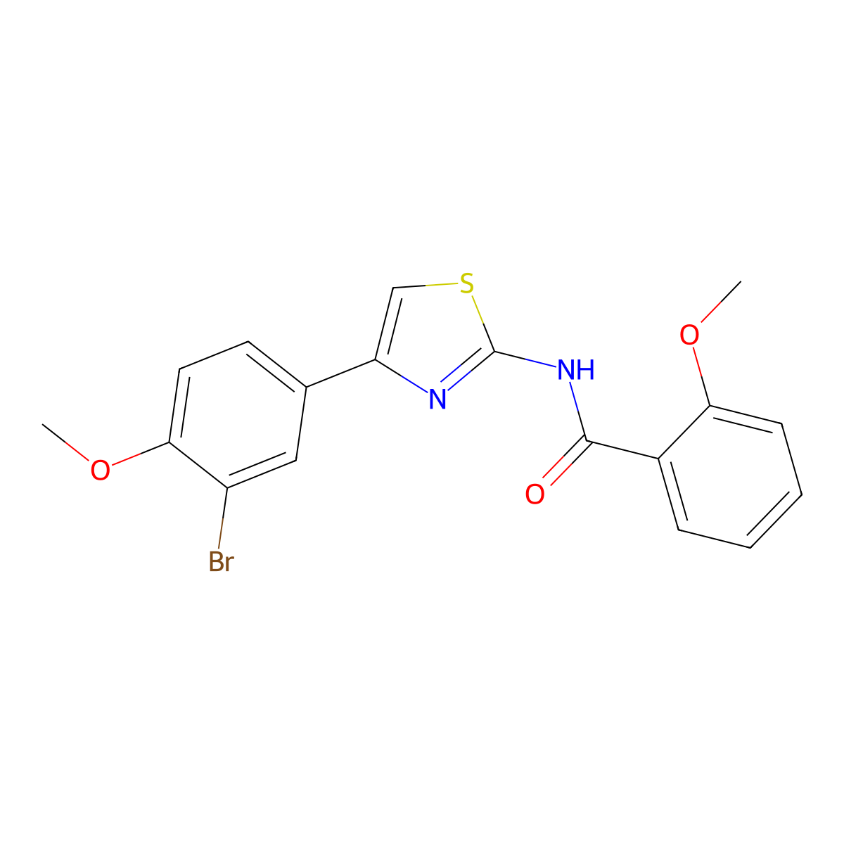 N-[4-(3-bromo-4-methoxyphenyl)-1,3-thiazol-2-yl]-2-methoxybenzamide molecular structure, CAS 420830-56-4