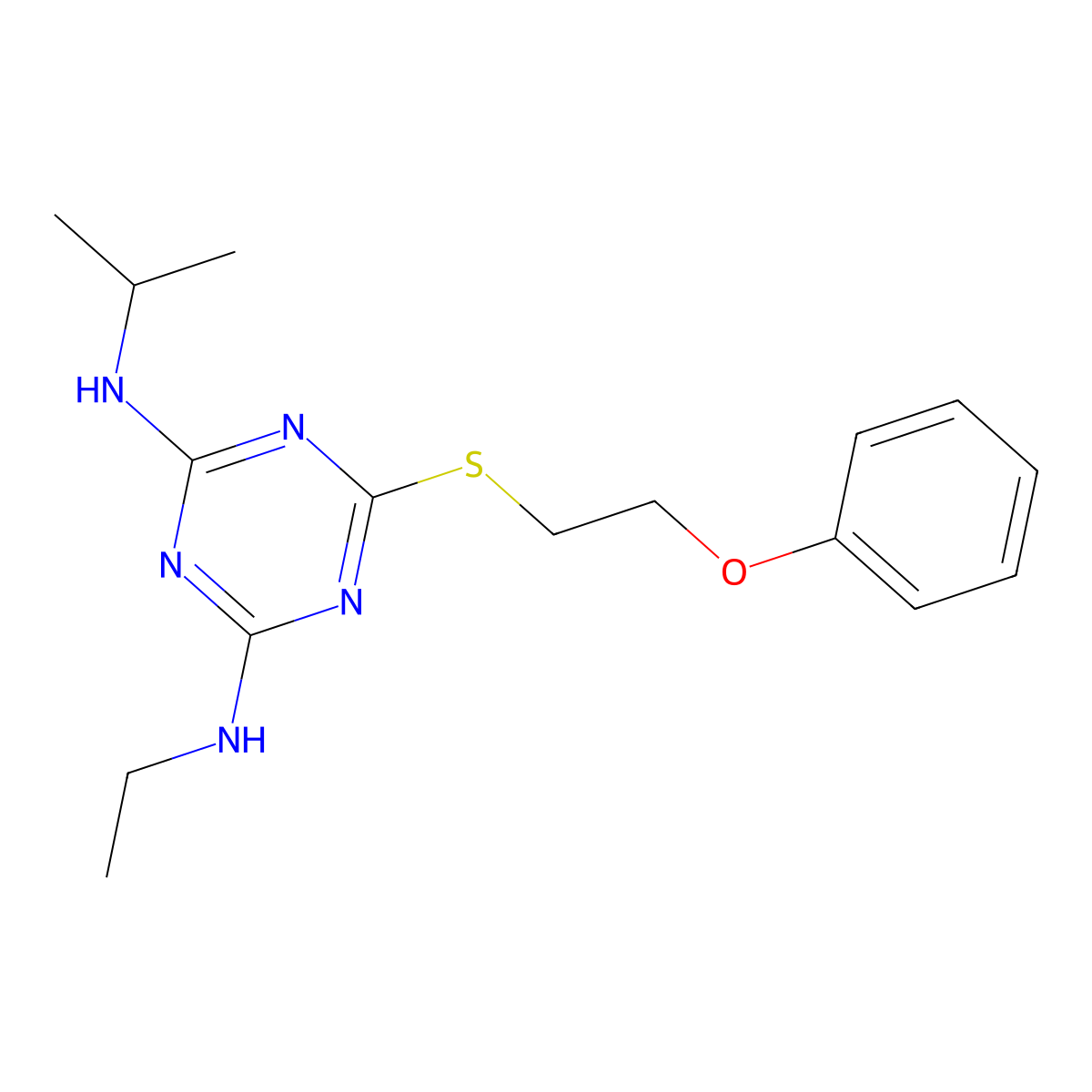 N-ethyl-N-{4-(isopropylamino)-6-[(2-phenoxyethyl)sulfanyl]-1,3,5-triazin-2-yl}amine molecular structure, CAS 420831-26-1