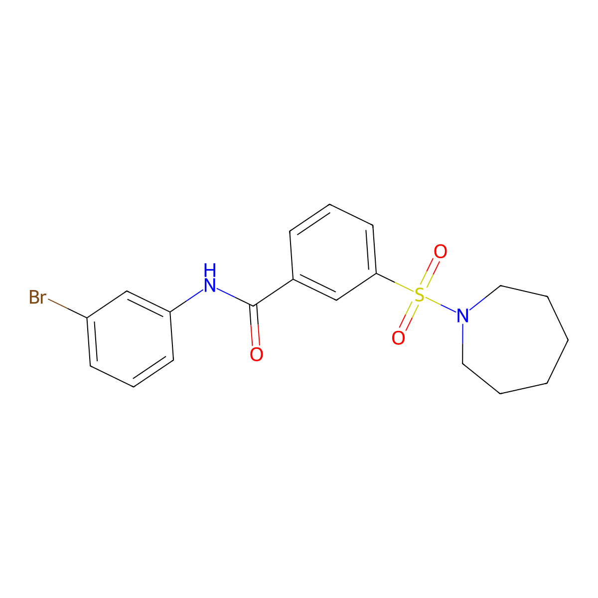 3-(azepan-1-ylsulfonyl)-N-(3-bromophenyl)benzamide molecular structure, CAS 420831-40-9