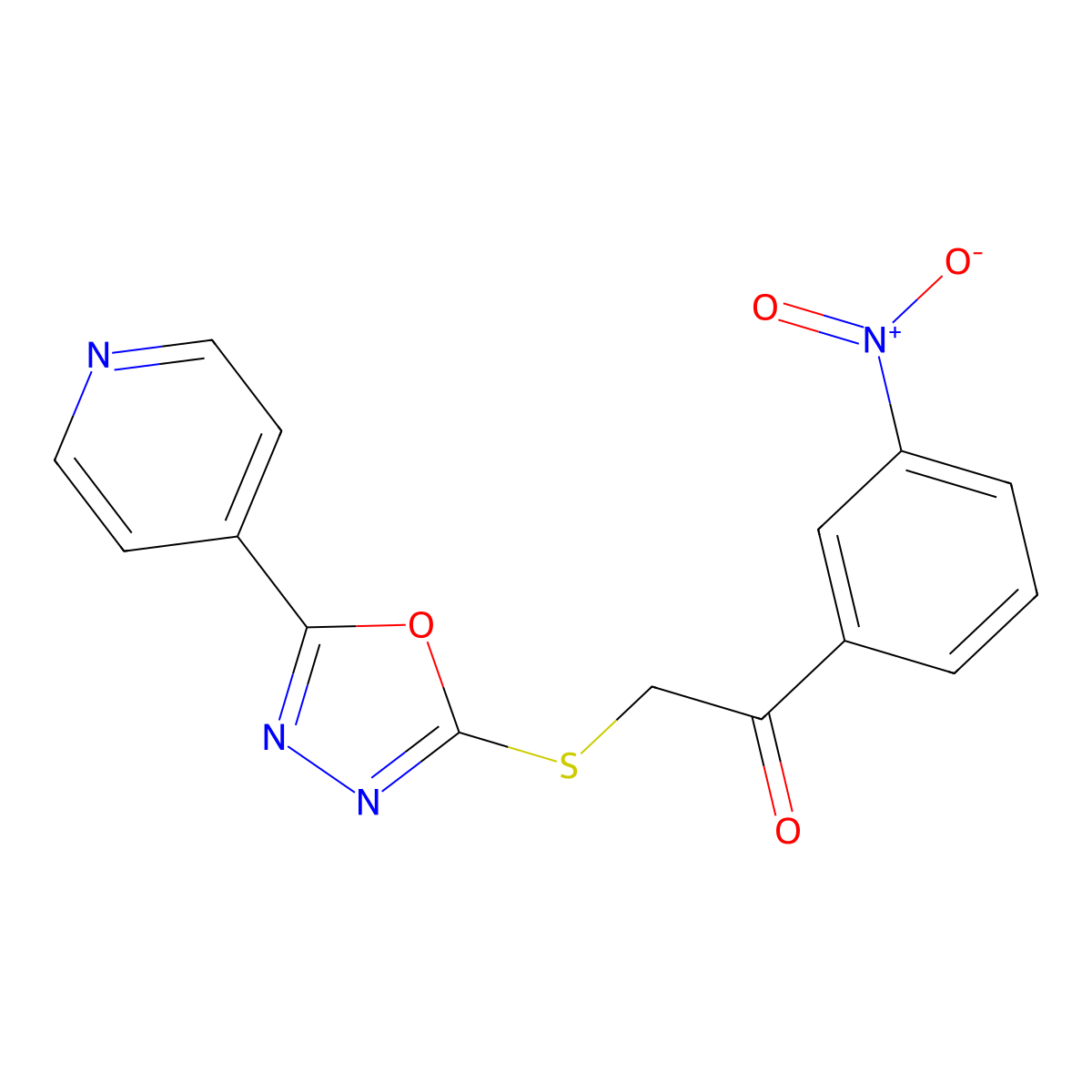1-(3-Nitrophenyl)-2-[(5-pyridin-4-yl-1,3,4-oxadiazol-2-yl)sulfanyl]ethanone molecular structure, CAS 420831-80-7