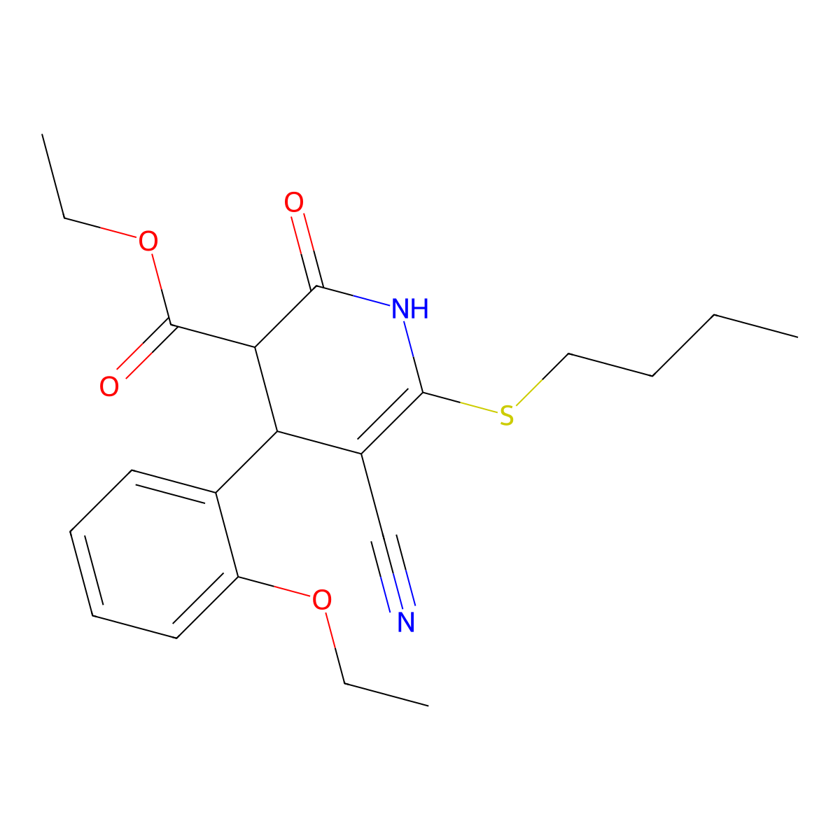 ethyl 6-butylsulfanyl-5-cyano-4-(2-ethoxyphenyl)-2-oxo-3,4-dihydro-1H-pyridine-3-carboxylate molecular structure, CAS 420831-82-9