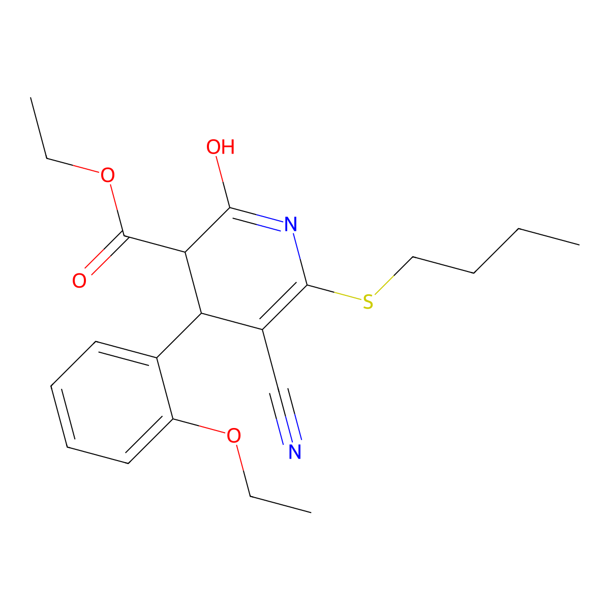 ethyl 6-butylsulfanyl-5-cyano-4-(2-ethoxyphenyl)-2-oxo-3,4-dihydro-1H-pyridine-3-carboxylate molecular structure, CAS 420831-82-9
