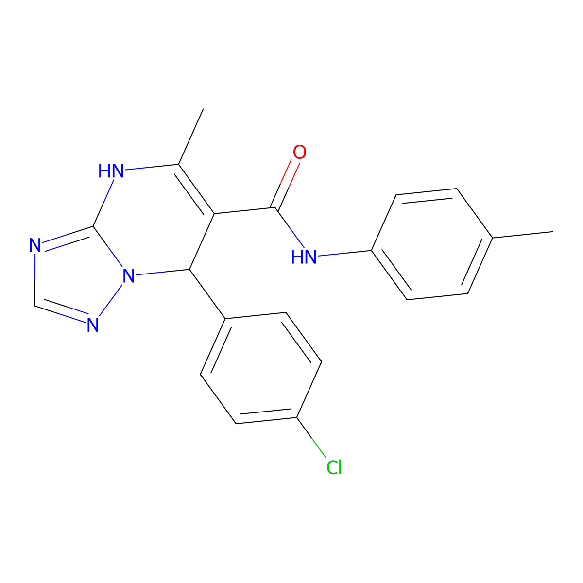 7-(4-chlorophenyl)-5-methyl-N-(4-methylphenyl)-4,7-dihydro[1,2,4]triazolo[1,5-a]pyrimidine-6-carboxamide molecular structure, CAS 420831-87-4