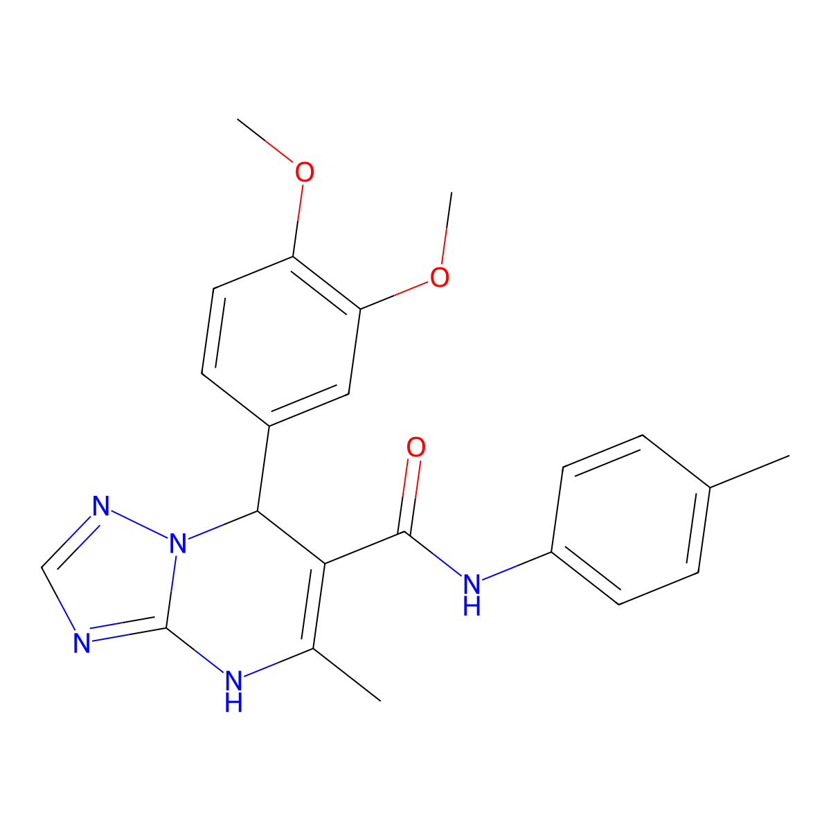 7-(3,4-dimethoxyphenyl)-5-methyl-N-(p-tolyl)-4,7-dihydro-[1,2,4]triazolo[1,5-a]pyrimidine-6-carboxamide molecular structure, CAS 420831-89-6