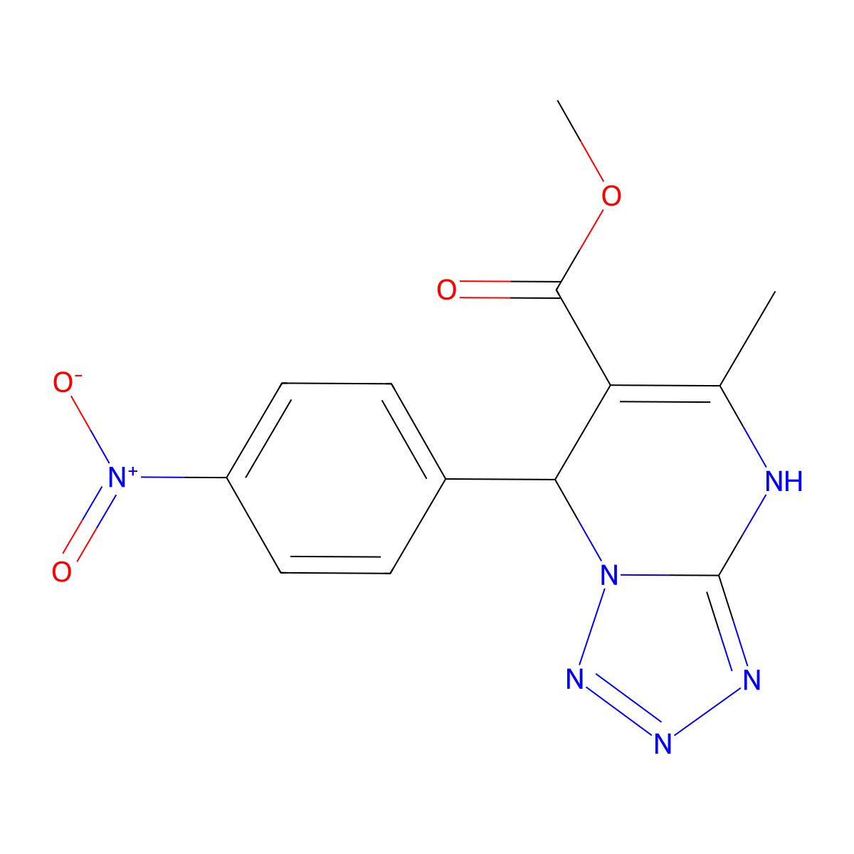 Methyl 5-methyl-7-(4-nitrophenyl)-4,7-dihydrotetrazolo[1,5-a]pyrimidine-6-carboxylate molecular structure, CAS 420831-91-0