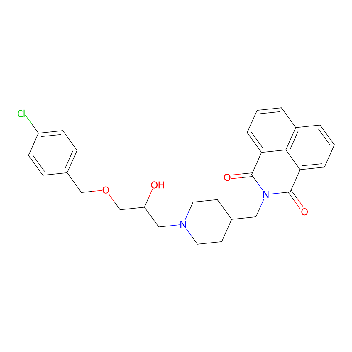 2-[[1-[3-[(4-Chlorophenyl)methoxy]-2-hydroxypropyl]piperidin-4-yl]methyl]benzo[de]isoquinoline-1,3-dione molecular structure, CAS 420831-97-6