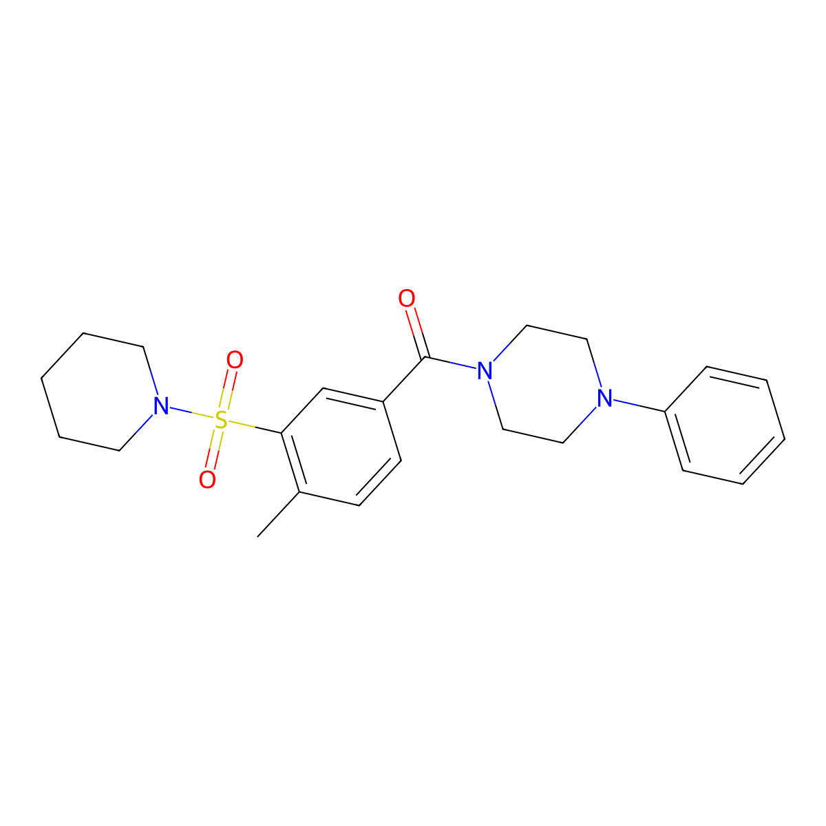 4-Methyl-3-(piperidylsulfonyl)phenyl 4-phenylpiperazinyl ketone molecular structure, CAS 420832-25-3