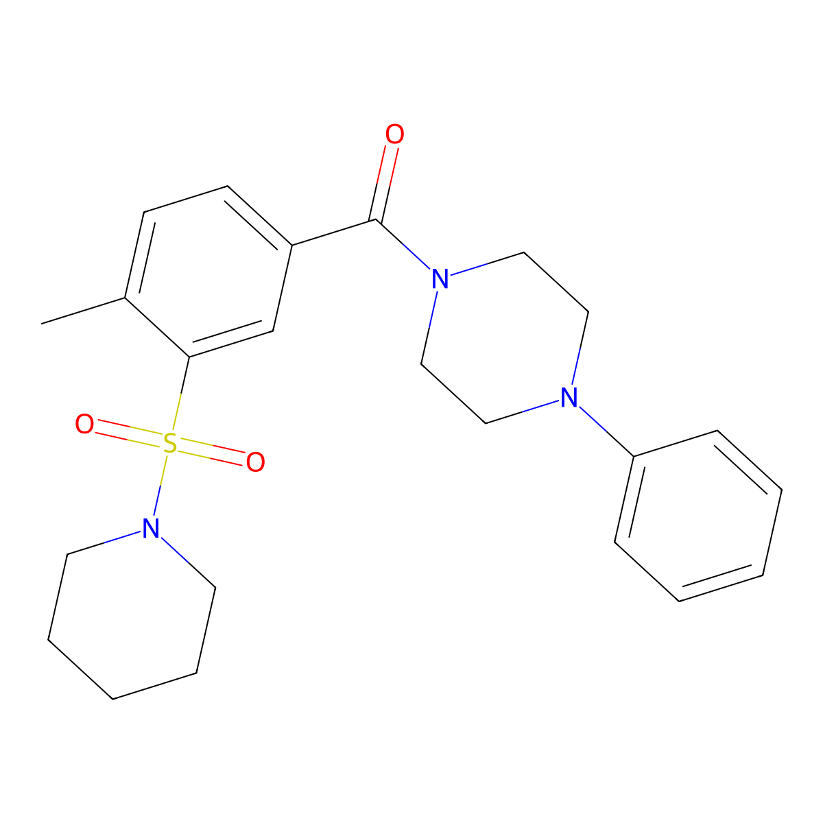4-Methyl-3-(piperidylsulfonyl)phenyl 4-phenylpiperazinyl ketone molecular structure, CAS 420832-25-3