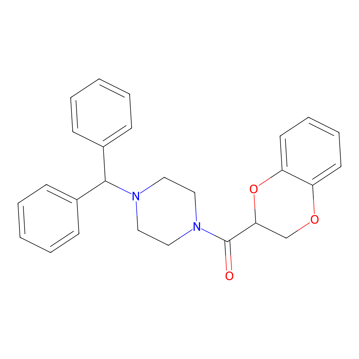(4-Benzhydrylpiperazin-1-yl)-(2,3-dihydro-1,4-benzodioxin-3-yl)methanone molecular structure, CAS 420833-32-5