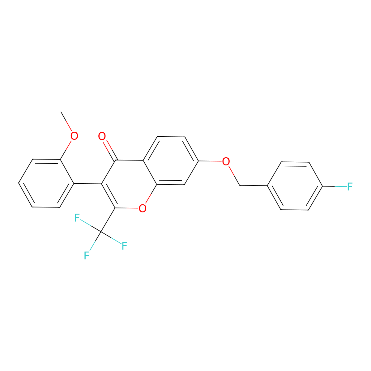 7-[(4-Fluorophenyl)methoxy]-3-(2-methoxyphenyl)-2-(trifluoromethyl)chromen-4-one molecular structure, CAS 420833-59-6